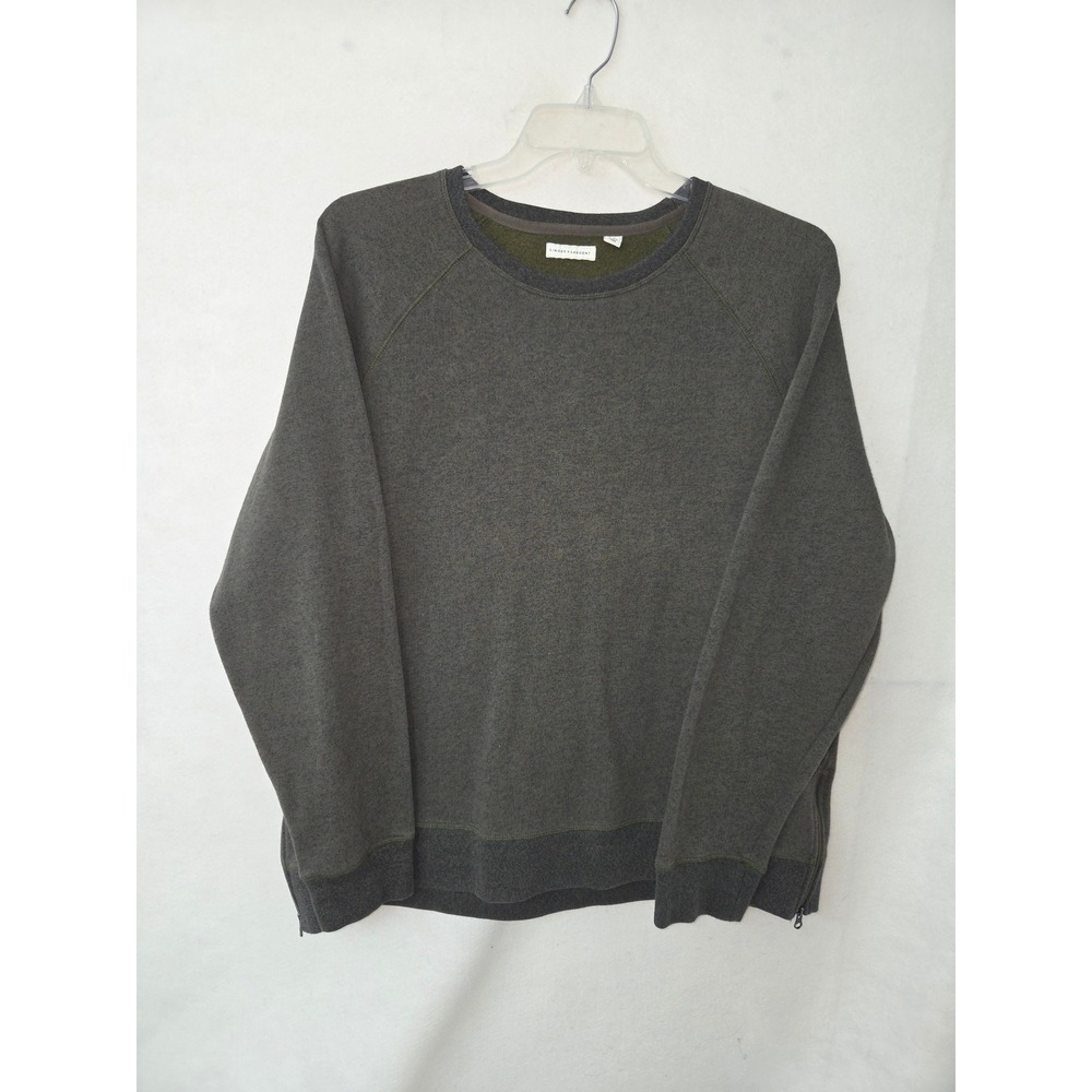 Singer+Sargent Mens XL Olive Green Raglan Crewneck Sweatshirt Side Zips Pullover